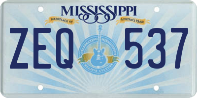 MS license plate ZEQ537