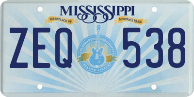 MS license plate ZEQ538