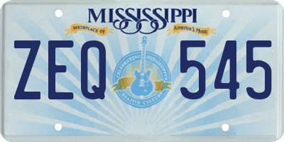 MS license plate ZEQ545