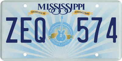 MS license plate ZEQ574