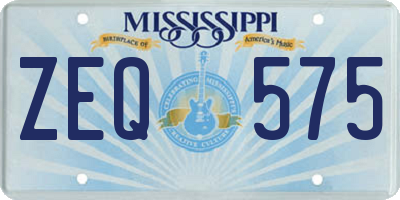 MS license plate ZEQ575