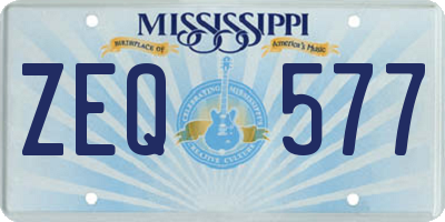 MS license plate ZEQ577