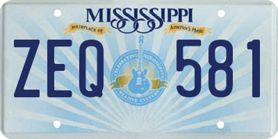 MS license plate ZEQ581