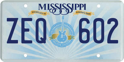 MS license plate ZEQ602
