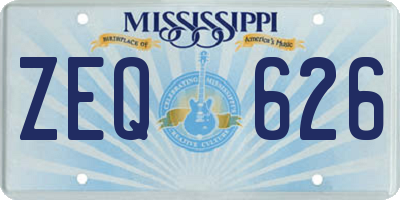 MS license plate ZEQ626