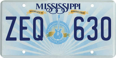MS license plate ZEQ630