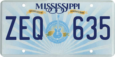 MS license plate ZEQ635