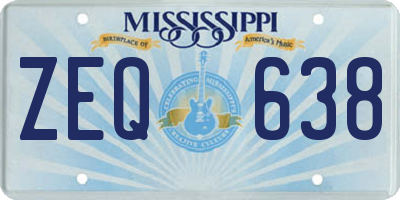 MS license plate ZEQ638