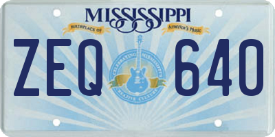 MS license plate ZEQ640