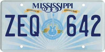 MS license plate ZEQ642
