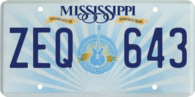 MS license plate ZEQ643