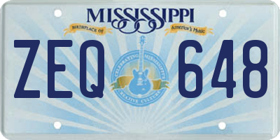 MS license plate ZEQ648