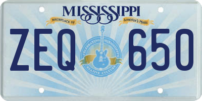 MS license plate ZEQ650