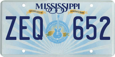 MS license plate ZEQ652