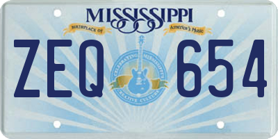 MS license plate ZEQ654