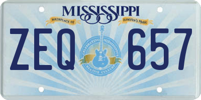 MS license plate ZEQ657