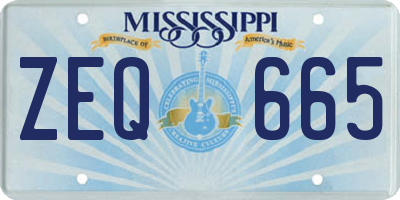 MS license plate ZEQ665