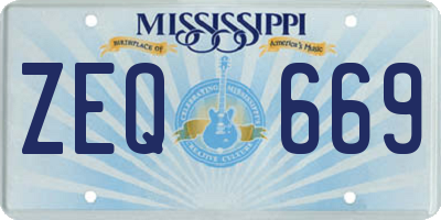 MS license plate ZEQ669