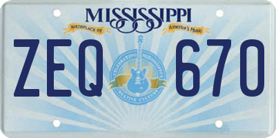 MS license plate ZEQ670