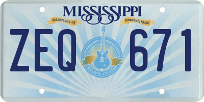 MS license plate ZEQ671