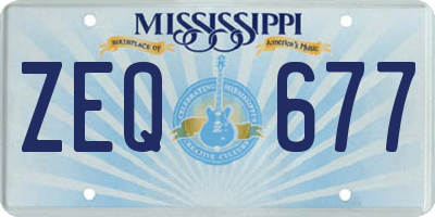MS license plate ZEQ677
