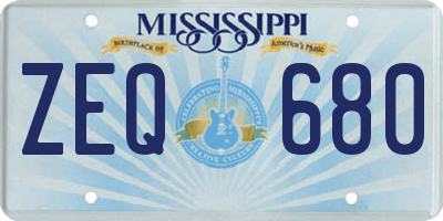 MS license plate ZEQ680