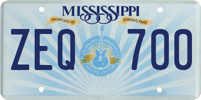 MS license plate ZEQ700