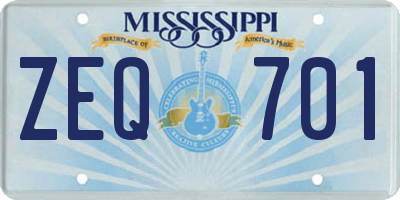 MS license plate ZEQ701
