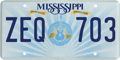 MS license plate ZEQ703