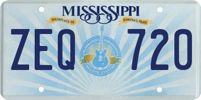 MS license plate ZEQ720