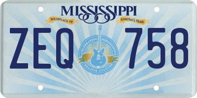 MS license plate ZEQ758
