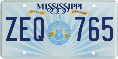 MS license plate ZEQ765
