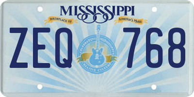 MS license plate ZEQ768