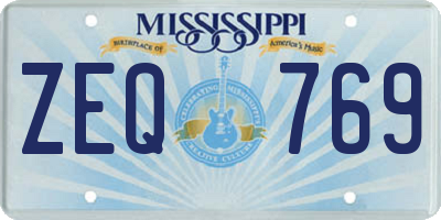 MS license plate ZEQ769