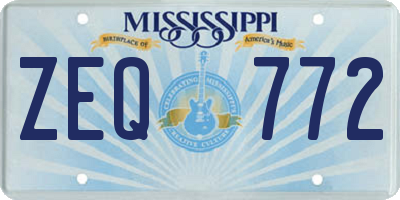 MS license plate ZEQ772