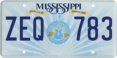 MS license plate ZEQ783