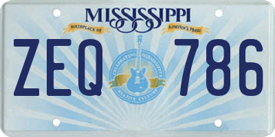 MS license plate ZEQ786