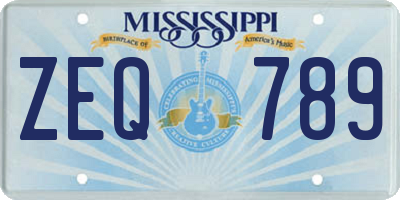 MS license plate ZEQ789