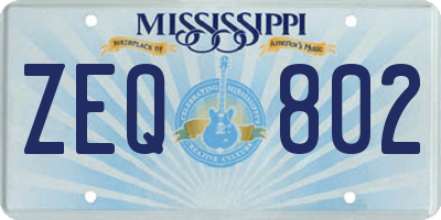 MS license plate ZEQ802