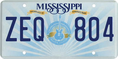 MS license plate ZEQ804