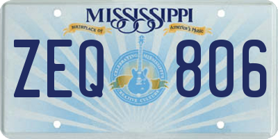 MS license plate ZEQ806