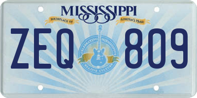 MS license plate ZEQ809