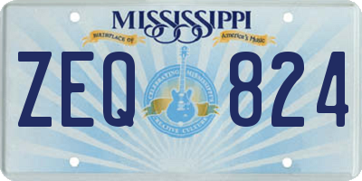 MS license plate ZEQ824