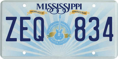 MS license plate ZEQ834