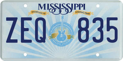 MS license plate ZEQ835