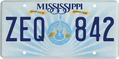 MS license plate ZEQ842