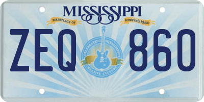 MS license plate ZEQ860