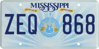 MS license plate ZEQ868