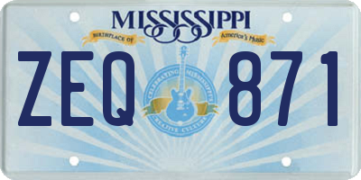 MS license plate ZEQ871