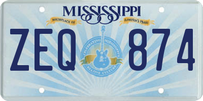 MS license plate ZEQ874